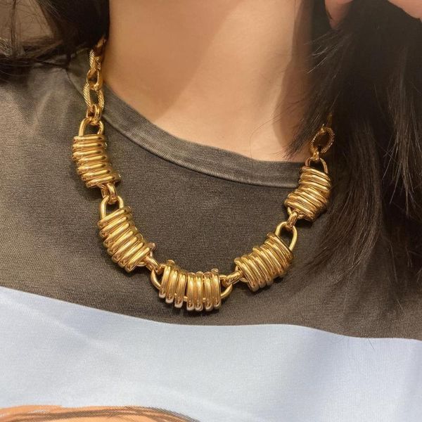 

2020 new punk hip-hop thick metal pendant choker necklace for women men personalized long rock chain fashion jewelry collar, Silver