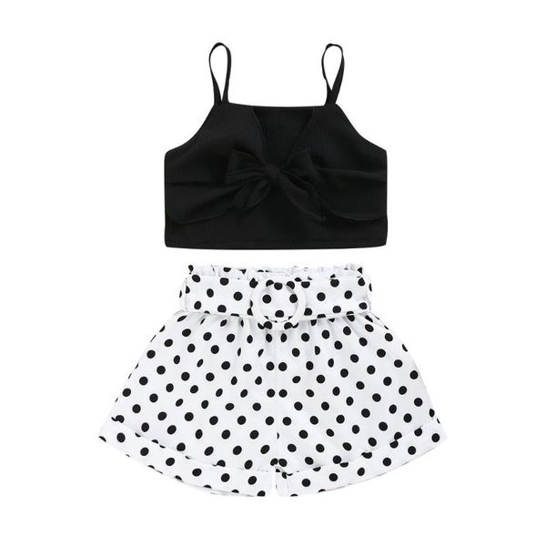 

sagace fashion baby girl summer outfits sleeveless strap polka dot shorts clothes sets 2pcs clothing for 1-5years, White