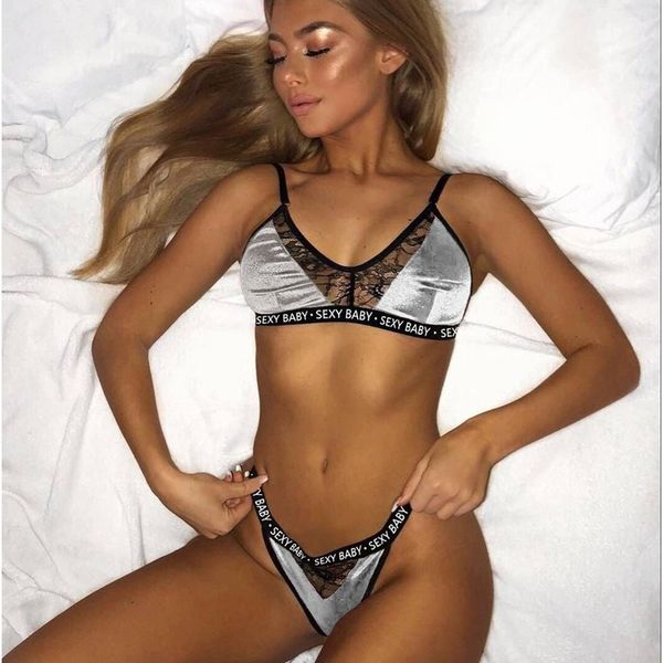 

women underwear sets lace lingerie letter printed outfits female large size underwear suits, Black;white