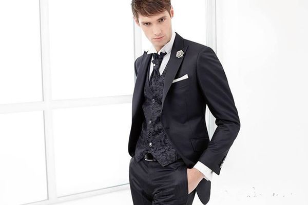 

нового высокого качество пик нагрудного groomsmen one button groom tuxedos мужские костюмы свадебная / выпускной вечер / ужин шафер blazer, Black;gray