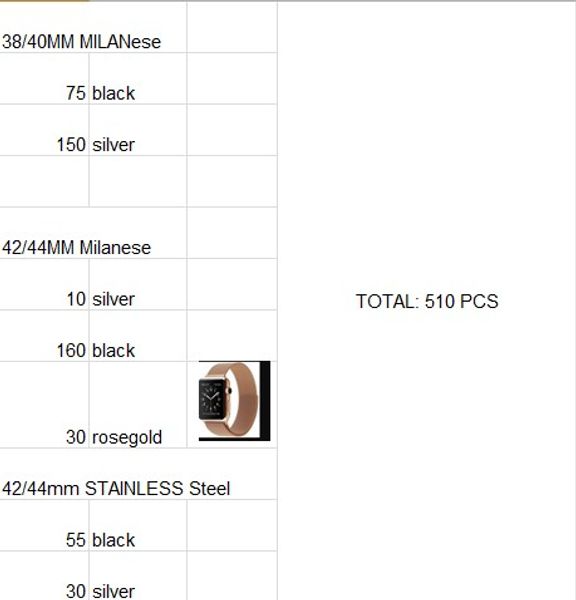 

510 pc apple watch band milane e tainle teel pl kindly check the picture quantity