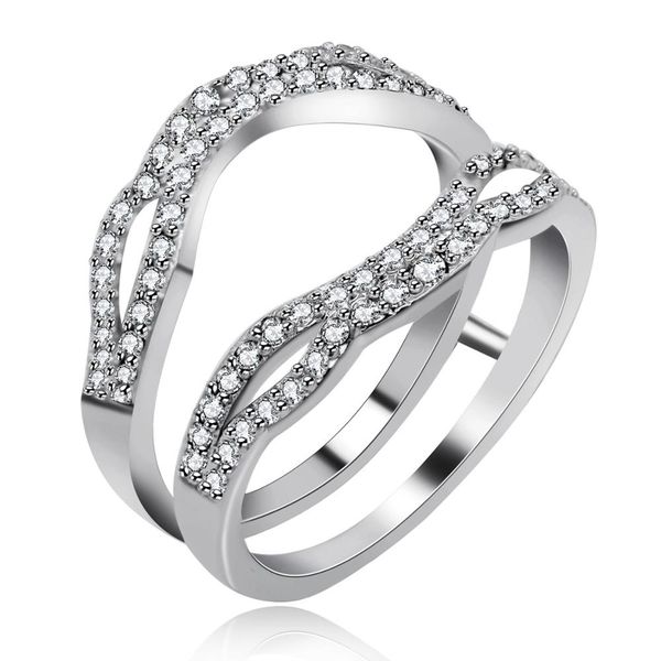 

uloveido platinum plated wedding engagement anniversary promise rings enhancer infinity rings enhancer for women girls y449, Slivery;golden