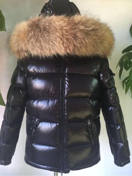 

с капюшоном мужчины пуховик утолщение мужчин вниз куртках 100% real big енот меховой воротник вниз пальто черного цвета, Black