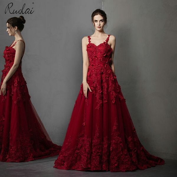 

new arrival 3d flower evening dress red spaghetti strap a-line long party dresses elegant prom gown vestidos de fiesta de noche, White;black