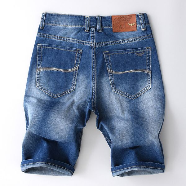 

mens designer international thin five-point jeans loose stretch youth straight pants shorts, Blue