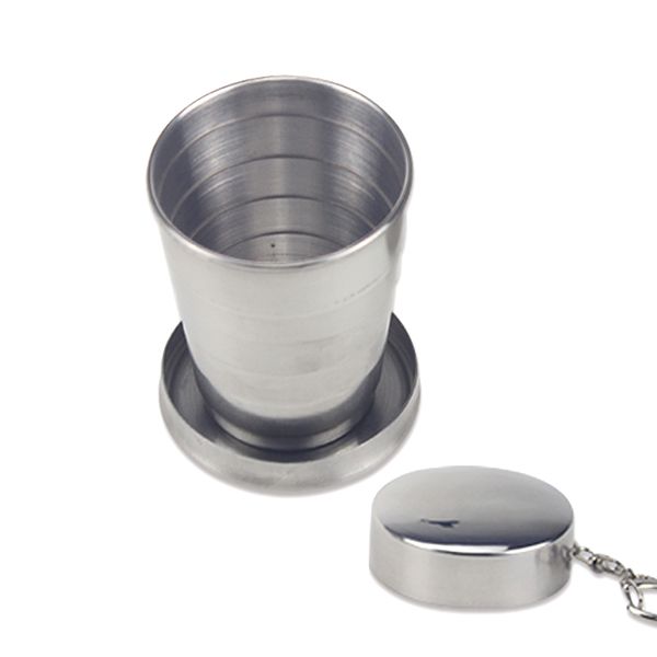 5pcs 60 / 140ml Folding Cup Outdoor viagem de aço inoxidável portátil retrátil de metal Wine Cup Mini vidro telescópica dobrado Caneca