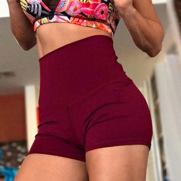 

women yoga skinny sport shorts workout fitness gym running casual elastic high waist shorts 2020 summer new, White;red