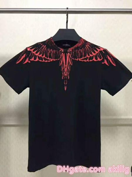 

2020 new marce burln t-shirt men milan feather wings t shirt men women couple fashion show rode magazit shirts size m-2xl, White;black