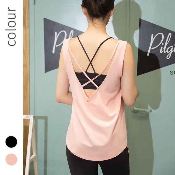 

women's tank workout sports wear for women gym t-shirt open back yoga sport blouses woman fitness shirt female jersey01, White;red