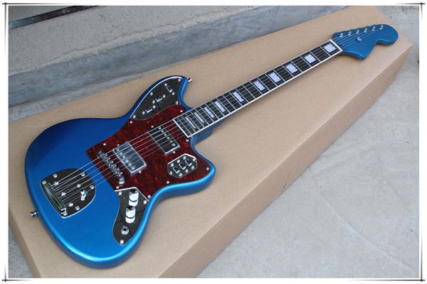 Red Pearl Schlagbrett, E-Gitarre mit Metallic-Blau-Korpus, Chrom-Hardware und Palisander-Griffbrett, kann individuell angepasst werden