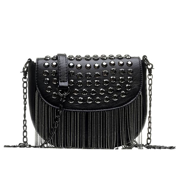 

luxury handbags women bags leather designer 2019 new fashion messenger bag chains shoulder bag female rivets evening purse#h30