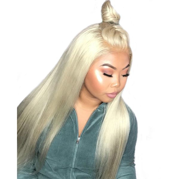 

straight 613 blonde full lace human hair wigs brazilian remy hair pre plucked hairline 180 density full lace wig, Black
