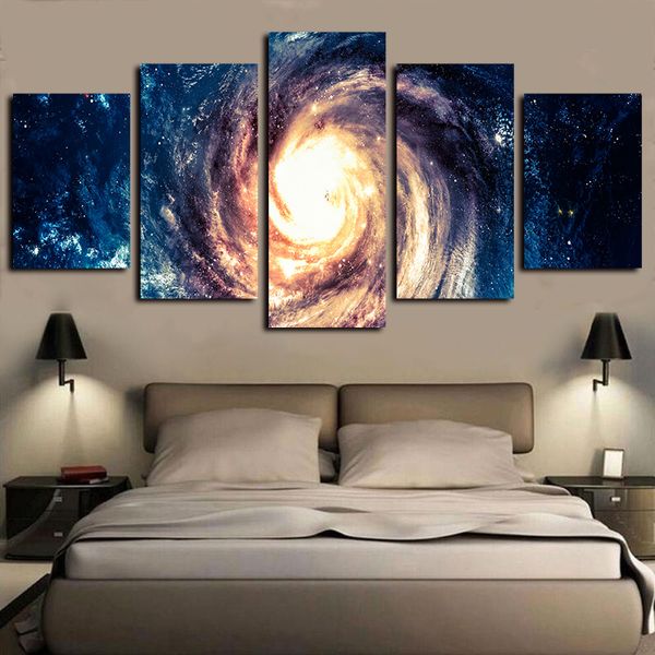 

5 panels fantasy spiral galaxy modern artworks giclee canvas wall art for kid home wall decor abstract poster canvas print oil painting