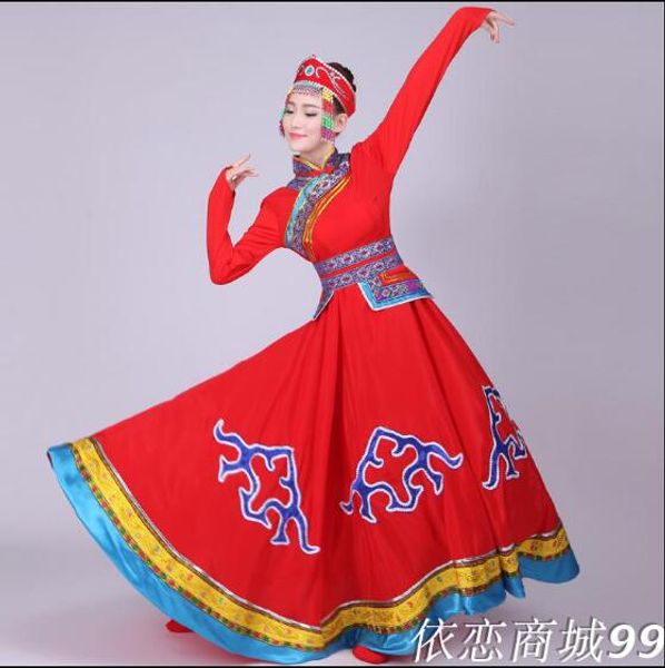 

new arrival mongolian&tibetan woman dance clothing red mongolian costume, Black;red