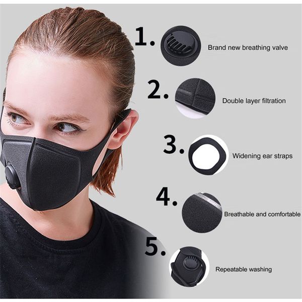 

new three-dimensional sponge dust-proof anti-pollen breathable breathing valve mask can be washed sports warm cold mask