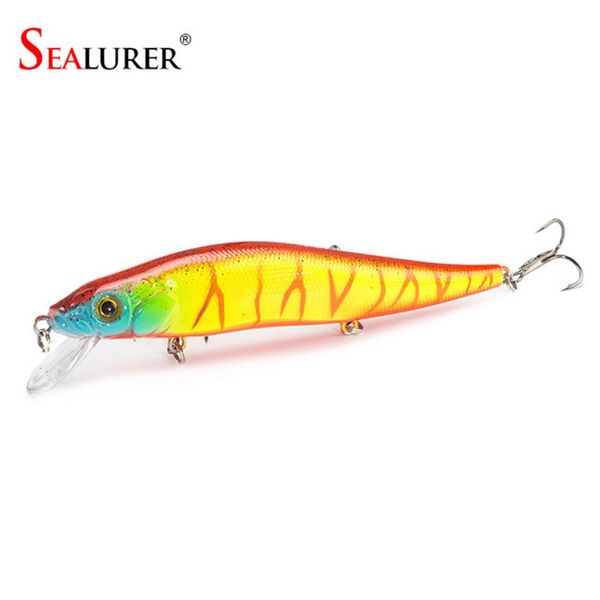 

sealurer 1pcs 14cm 23g fishing lure minnow hard bait with three fishing hooks fishing tackle wobbler 3d eyes crankbait