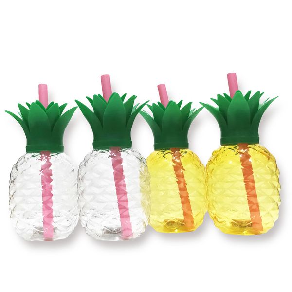 

creative disposable cartoon luminous pineapple plastic straw cup cool light net red juice cold drink modeling cup