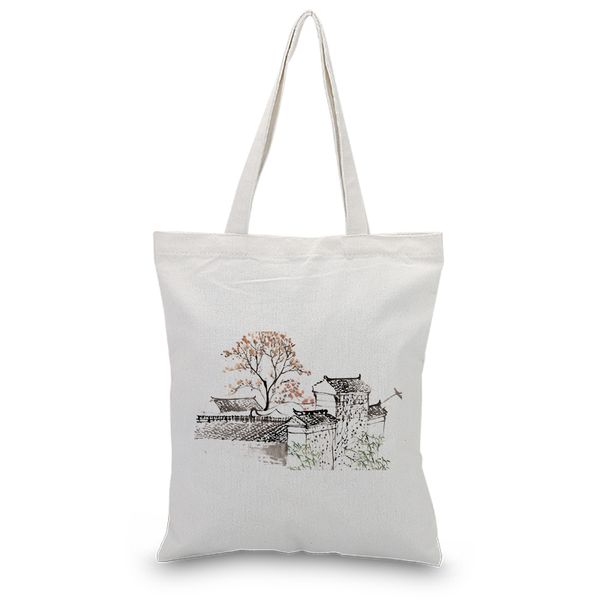 

canvas bags tote bag eco reusable shoulder bag handbag diy print logo casual ink draw shopping bags