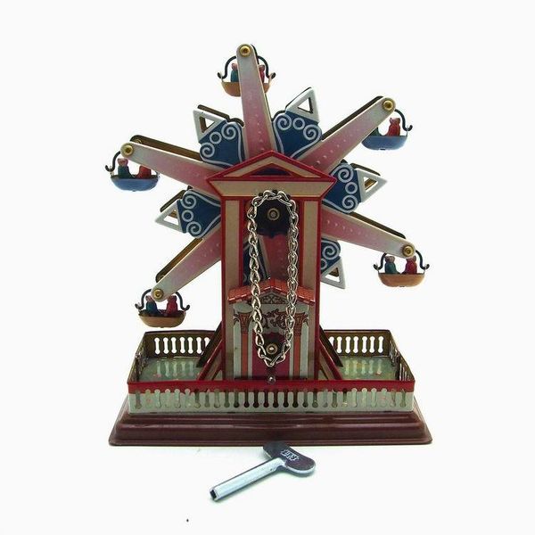 NB Tinplate Retro Wind-Up Parque Ferris Wheels, Clockwork Toy, Ornamento nostálgicos, para o Natal Kid presente de aniversário, recolher, MS435, 2-1