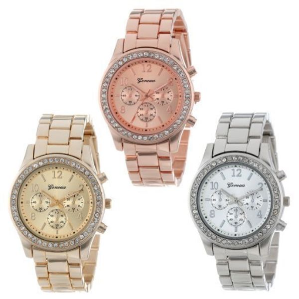 

geneva brand gold&silver watch women ladies fashion crystal dress quartz wristwatches relogio feminino g06 t190619, Slivery;brown