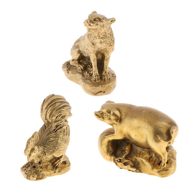 

3xcollectable traditional chinese zodiac shengxiao mouse figurine