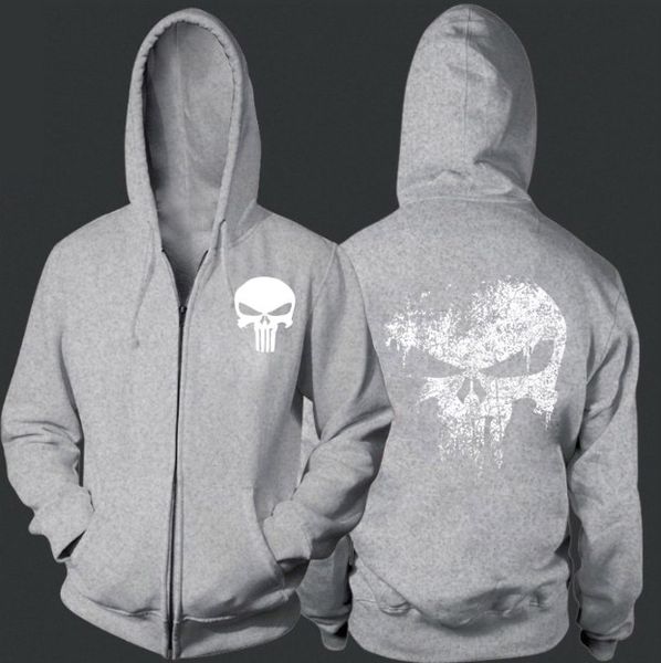 

punisher skull zipper sweater men's plush coat cardigan sweater