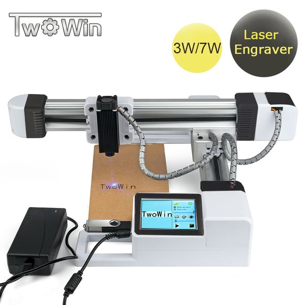 

3w/7w usb offline laser engraver 15.5x17.5cm carving area diy logo mark printer big power cnc desklaser engraving machine