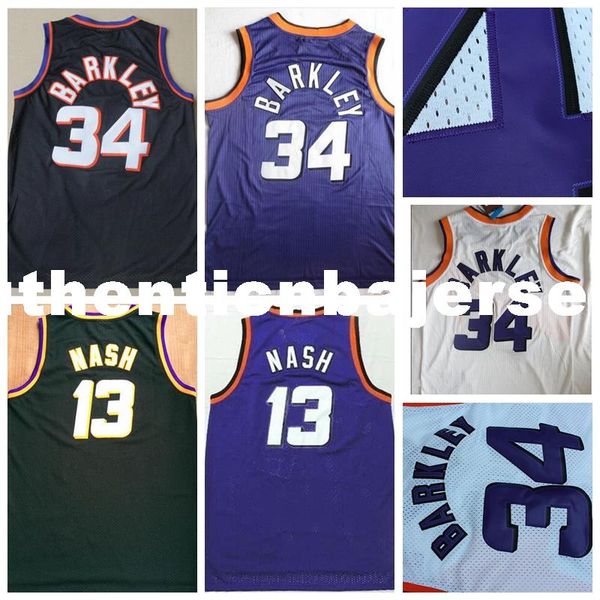 

mens #13 retro steve nash jersey stitched wholesale #34 charles barkley jersey retro basketball jersey ncaa college, Black;blue