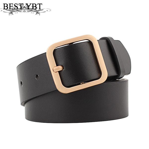 

ybt women imitation leather belt alloy pin buckle belt trend simple fashion casual solid color women cowboy decoration, Black;brown