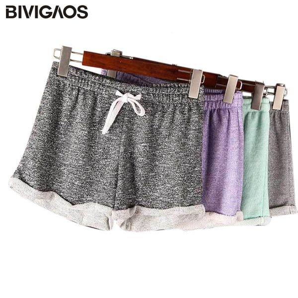 

bivigaos женщин лета вскользь свободные шорты кулиской wide leg короткие полиэстер терри шорты feminino главная comfy для женщин, White;black