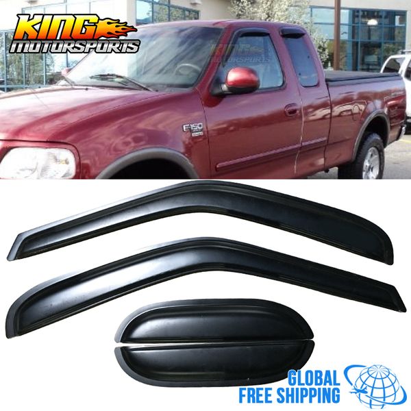 

fits 97-03 ford f150 f250 extended cab acrylic window visors 4pc set global ing