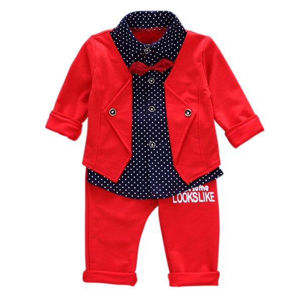 

autumn newborn long sleeve clothes set baby boy british wind suit fake two-piece shirt children gentleman suit, White