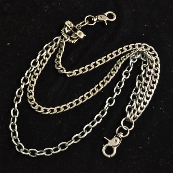 

3 layers ring punk key chains clip hip hop jewelry pants keychain wallet chain waist chains, Silver