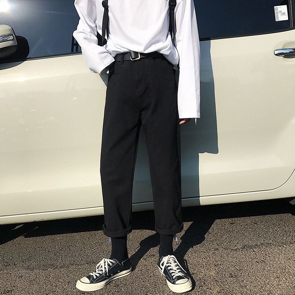 

2019 spring men's cotton fashion trend leisure harem casual straight pants khaki/black color loose trousers plus size m-2xl