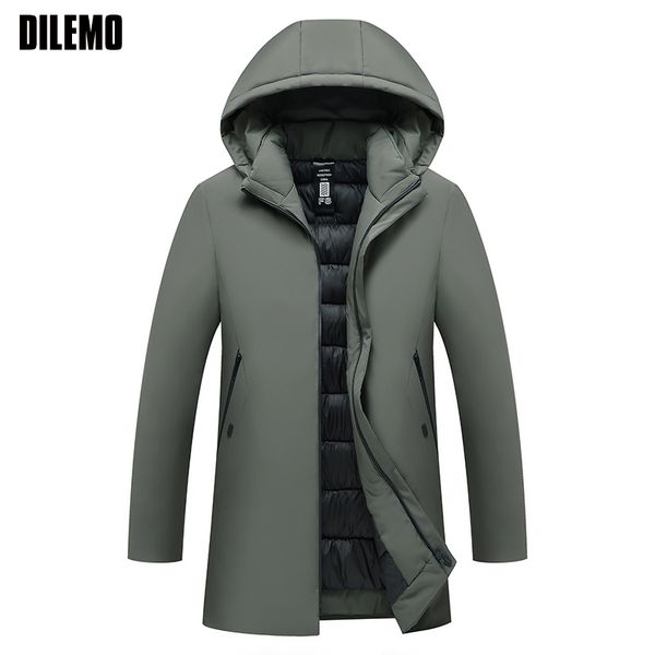 

2019 thick fashion brand jackets mens long quilted jacket streetwear winter parka hooded bubble puffer coats men clothes, Black