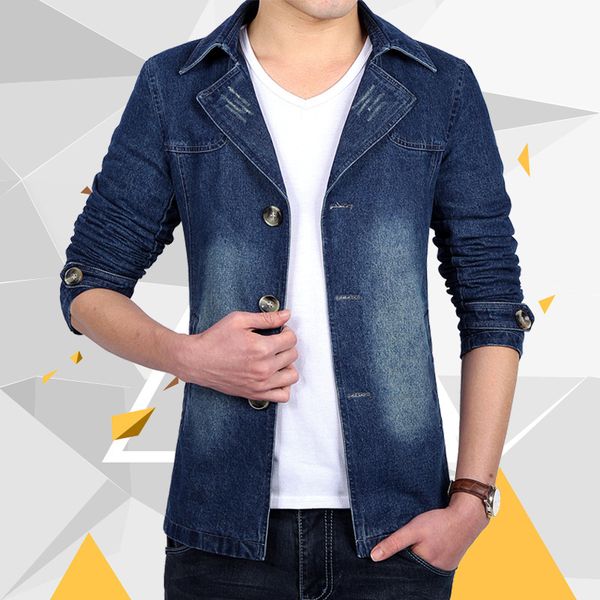 

denim jacket men large asian size classic 2019 spring autumn clothes, Black;brown
