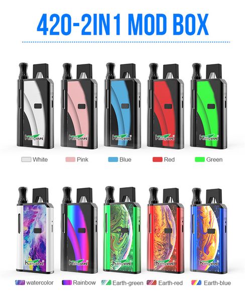 

100% первоначально Kangvape 420 2в1 Box Mod 650mAh Напряжение Разогреть В. Батарея 2-в-1 Vape Совместимый Pod 510 Телеги картридж DHL Бесплатная доставка