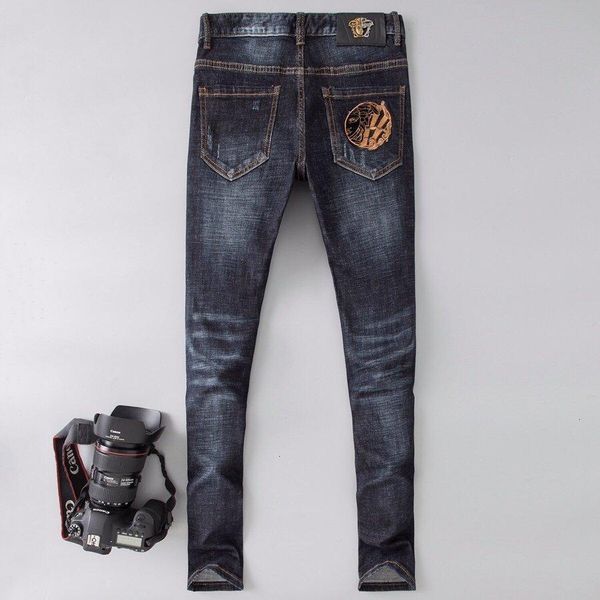 

2019 wild mens jeans casual denim pants mens long trousers 191127-6385**6021, White;black