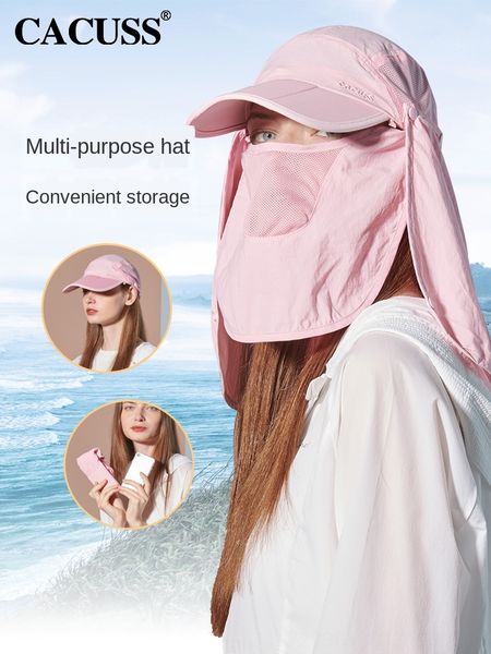 

outdoor sun outdoor cap sun men's and women's summer uv protection couple hat riding cap fishing hat, Blue;gray