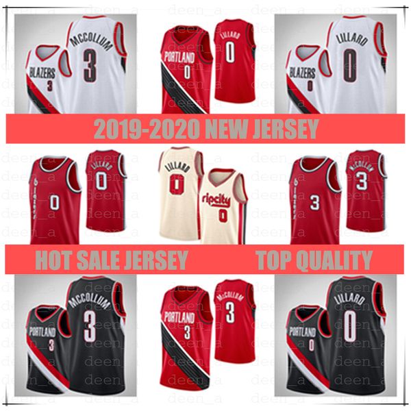 

2020 new men blazer jerseys damian 0 lillard cj 3 mccollum basketball jersey embroidery logos s-xxl, Black;red