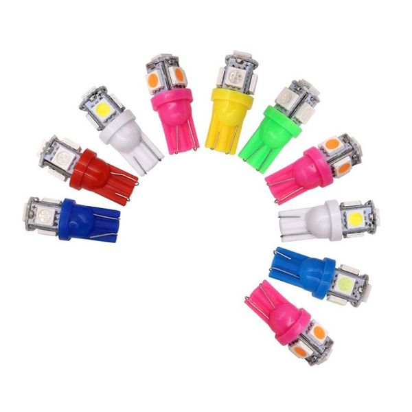 

2pcs t10 led w5w 5smd 192 168 194 white lights led car light wedge lamp bulbs super bright dc 12v license plate light drl