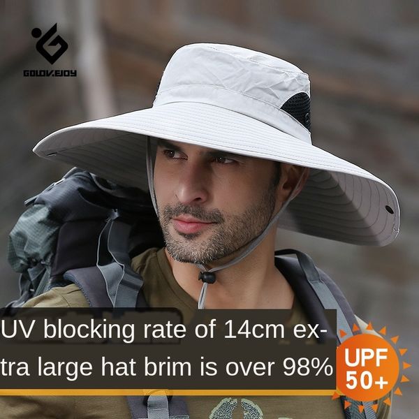 

nuaxk men's fisherman quick-drying big eaves sun outdoor uv-proof bucket bucket hat fisherman hat sun-proof breathable mountaineering f, Blue;gray