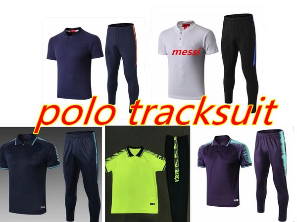 

2019 messi short sleeve polo shirt soccer training suit 18/19/20 coutinho suarez o.dembele pique football shirt kit tracksuit, Black