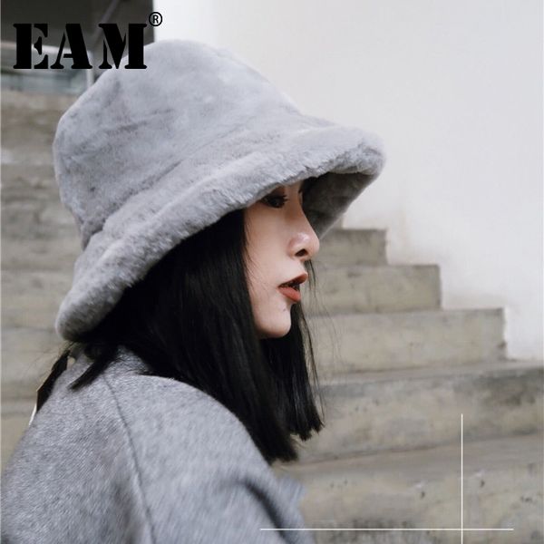 

eam] 2019 spring all-match new pattern flat plush hat woman solid color keep warm fashion fisherman hat 4 colors ya600, Blue;gray