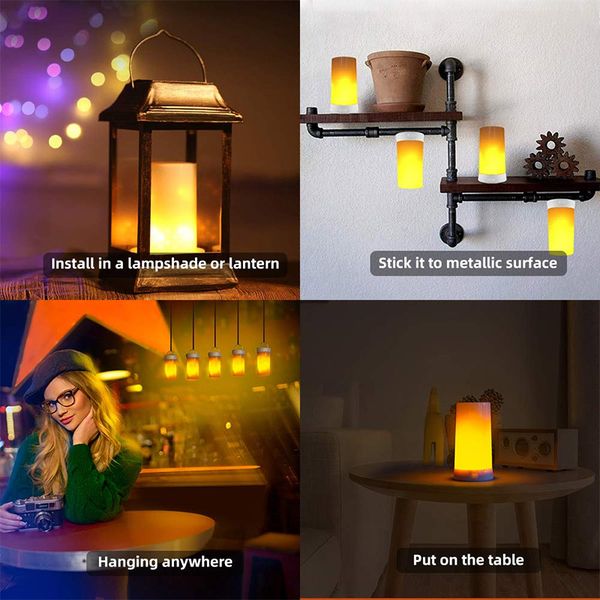 

led flame effect light usb rechargeable flame table lamp, waterproof flame light with magnetic base fashion