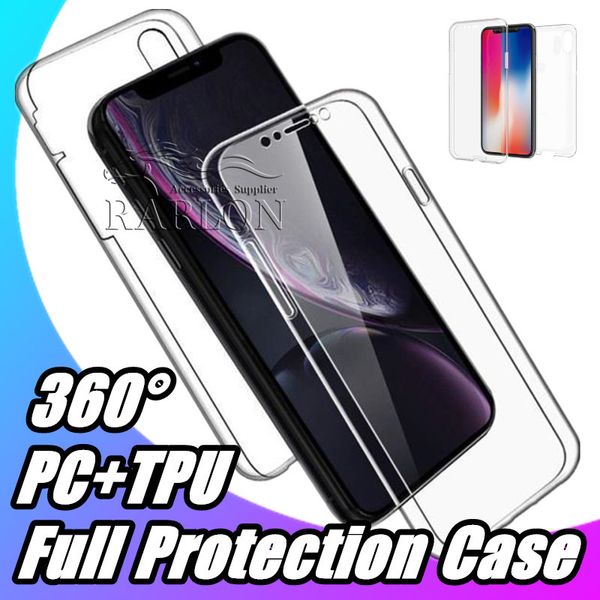 360 Fundas de teléfono transparentes de cubierta completa 2 EN 1 Funda de PC de TPU transparente para iPhone 13 13Pro 12 Mini 11 Pro Max XS MAX XR 8 7 Samsung Galaxy S21 Ultra Plus Note 20 A53 A73 A21S