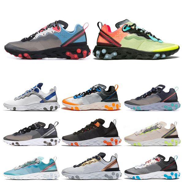 

react element 55 87 mens womens running shoes taped seams royal tint sail anthracite green mist women sports sneakers 36-45, White;red