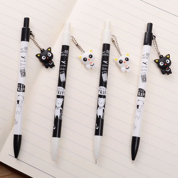 

2pcs 0.5mm cute animal pencils cartoon cat pendant mechanical pencil plastic automatic school office writing graphite pencil new, Blue;orange