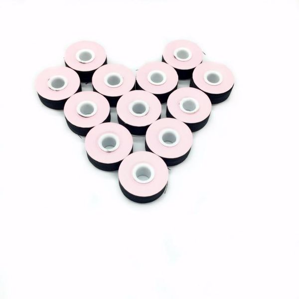 

wholesale polyester black color paper side type l 75d/2 144pcs/box for embroidery machine pre-wound bobbin thread, Black;white