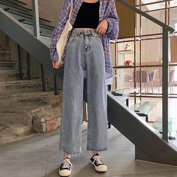 

high waist wide leg jeans for womans blue streetwear vintage jean clothes korean style loose harajuku straight woman pants 2020